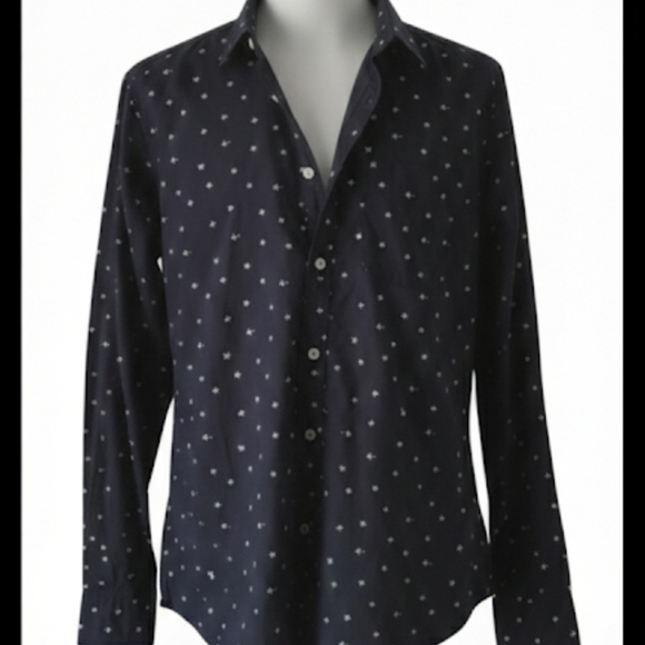 Aeropostale Tops - Aeropostale Women's Medium Navy Blue Button Down Patterned Long Sleeve Shirt
